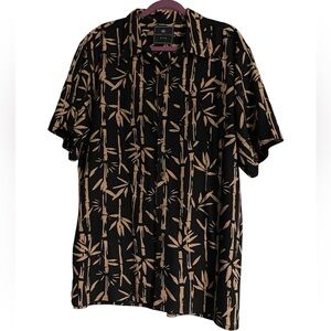 Robert Stock Silk Hawaiian Shirt XL Button Up Tropical Camp Shirt Mens